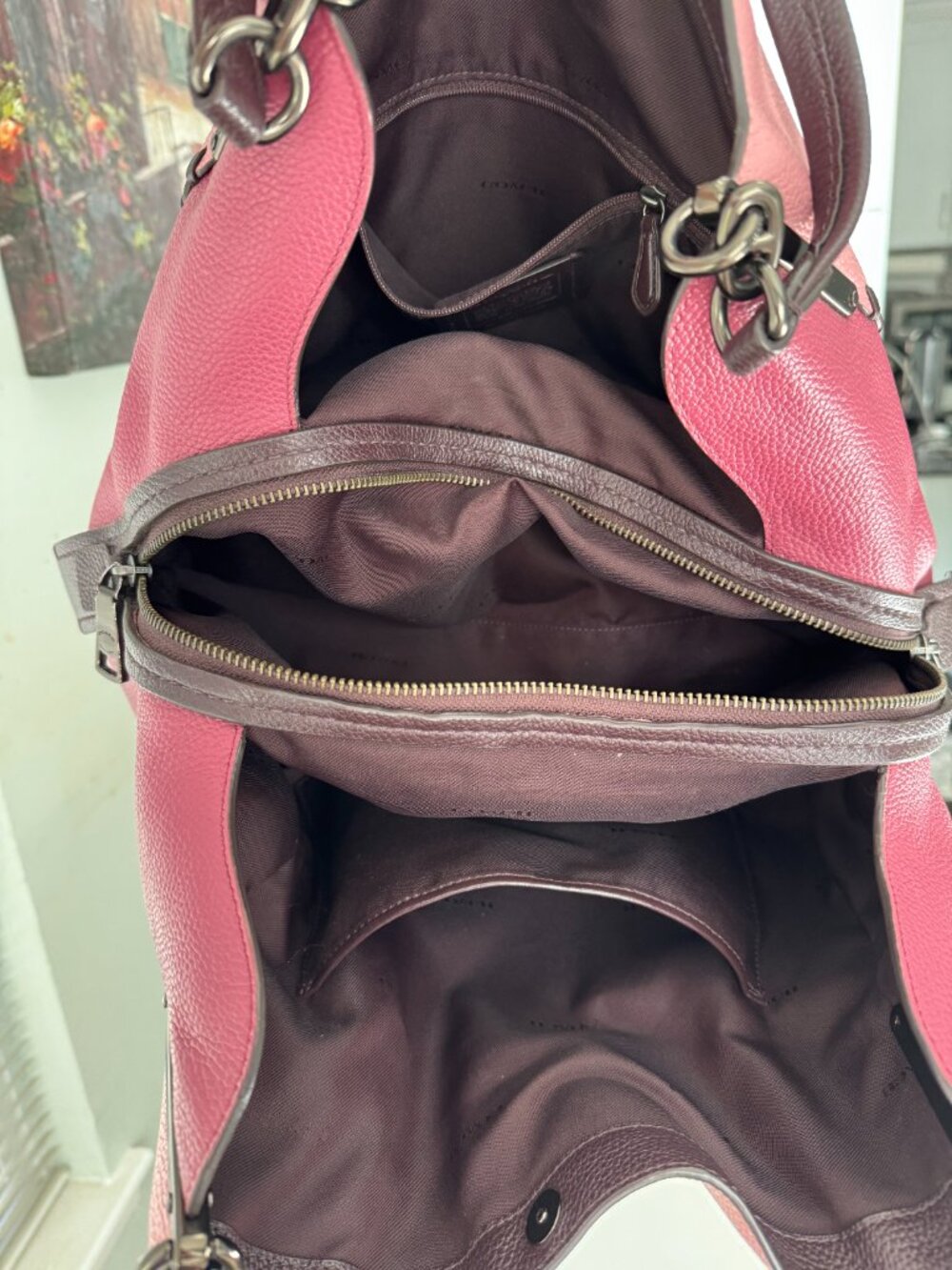 COACH Retail Dalton 31 Colorblock Pebble Leather Hobo Whipstitch 76068 - Picture 7 of 13
